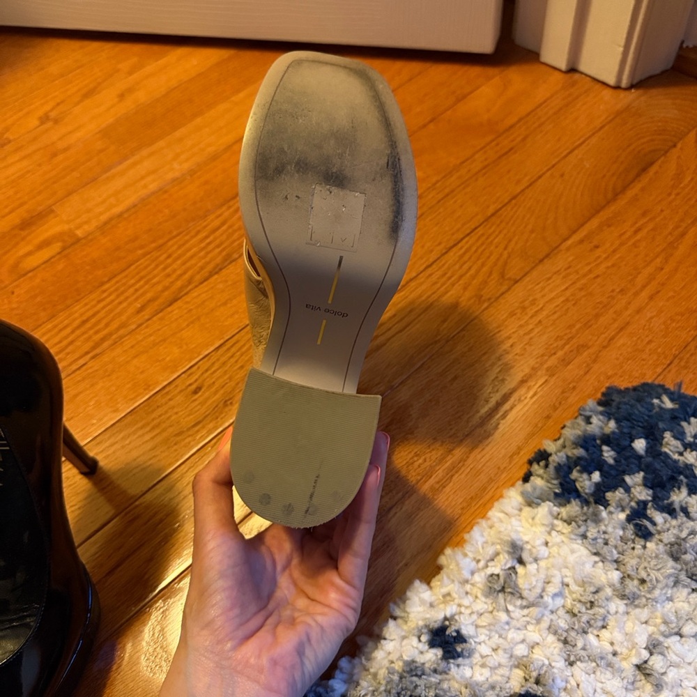 Dolce Vita Nude/Tan Crisscross Square-Toe Slide Mules - Picture 3 of 4